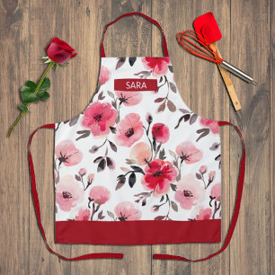Aquarelle romantique - Tablier Floral - rose incol