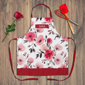 Aquarelle romantique - Tablier Floral - rose incol