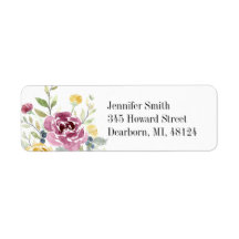 Aquarelle Rose Adresse de retour - Floral moderne