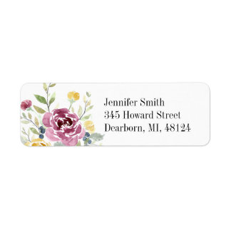 Aquarelle Rose Adresse de retour - Floral moderne