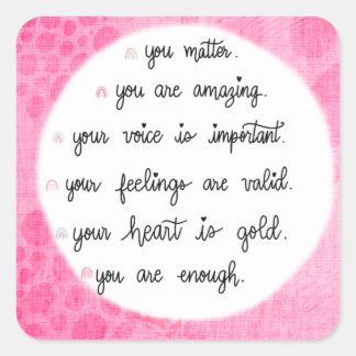 Aquarelle rose Affirmations positives autocollants