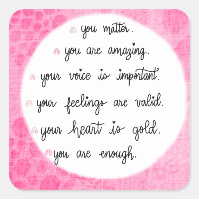 Aquarelle rose Affirmations positives autocollants (Devant)