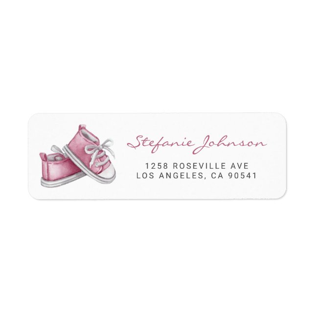 Aquarelle rose Baby shower de chaussures pour bébé (Devant)