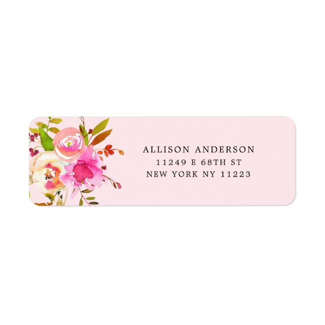 Aquarelle rose baby shower floral adresse de retou (Devant)