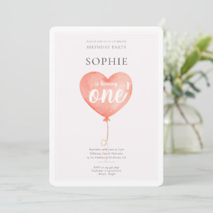 Aquarelle rose balon Invitation de fête d'annivers