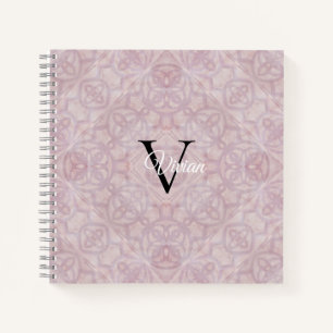 Aquarelle rose Batik Monogramme Nom Carnet
