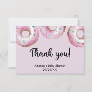 Aquarelle rose beignets carte de remerciements