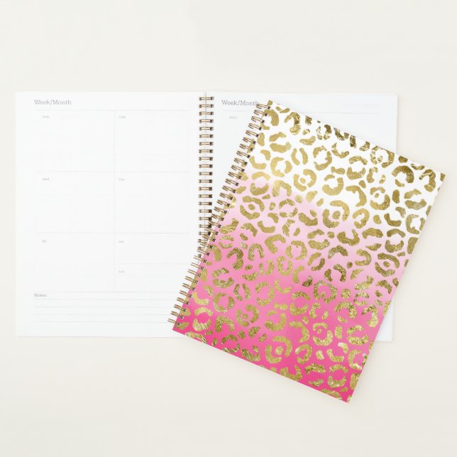 Aquarelle rose blanche Empreinte de léopard or gla (Devant avec enveloppe)
