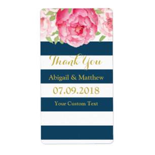 Aquarelle rose Bleu Étiquettes de mariage florales