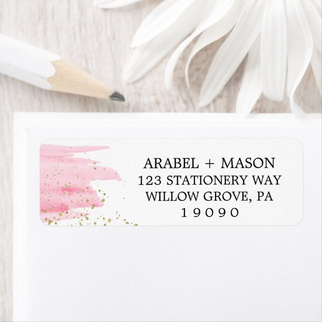 Aquarelle rose Blush et or Mariage étincelant (En situation)