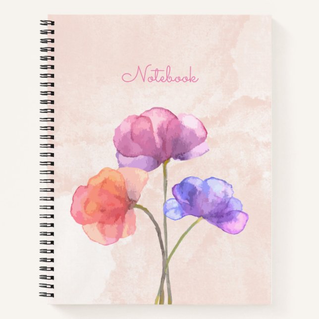Aquarelle rose Carnet spiral 8,5 po x 11 po (Devant)