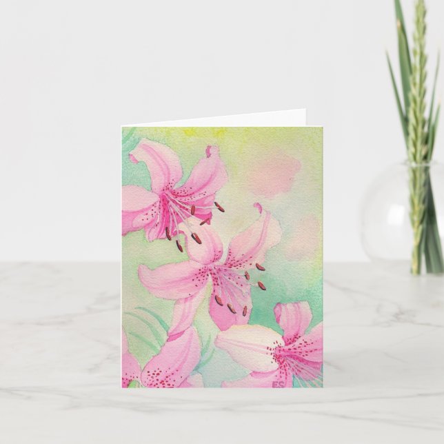 Aquarelle rose - Carte de voeux vierge (Devant)