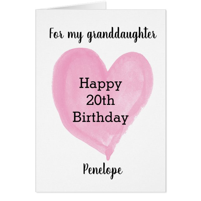 Aquarelle rose Coeur 20e anniversaire (Devant)