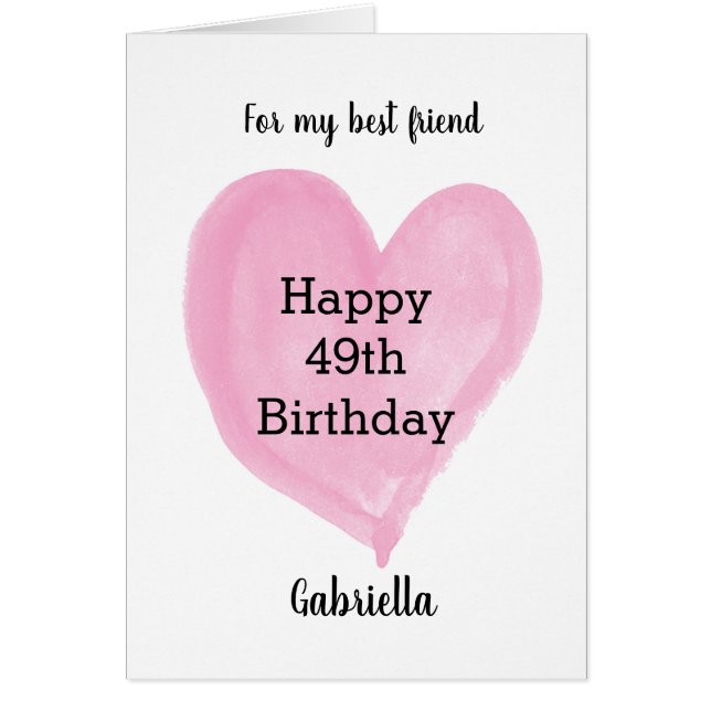 Aquarelle rose Coeur 49e anniversaire (Devant)