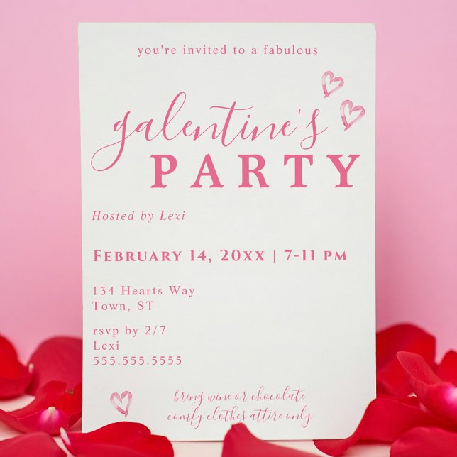 Aquarelle rose Coeur Galentine's Invitation (Pink Watercolor Heart Galentine's Invitation
)