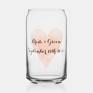 Aquarelle rose corail logo du coeur mariage peut v