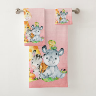 Aquarelle rose Cute Safari Jungle Animaux