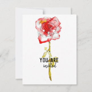 Aquarelle Rose de carte plat et encre