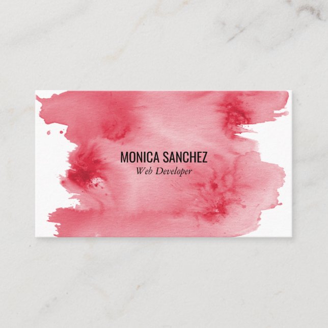 Aquarelle rose design carte de visite abstrait (Devant)