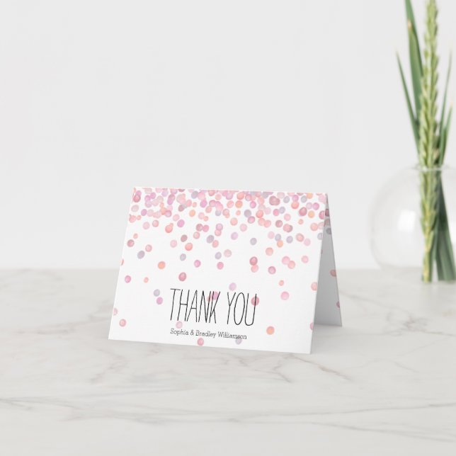 Aquarelle rose douce Merci Confetti Dots (Devant)