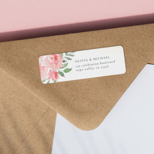 Aquarelle Rose Elegant Adresse de retour