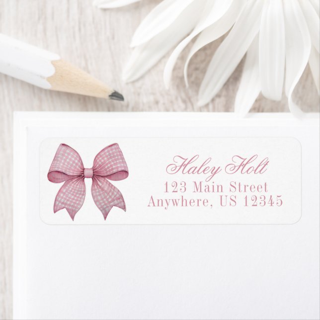Aquarelle rose En vichy Bow (En situation)