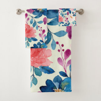 Aquarelle rose et bleu Floral