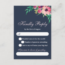 Aquarelle rose et carte de mariage floral marine R