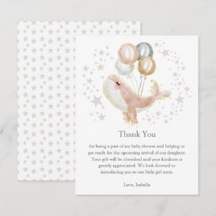 Aquarelle rose et or mignonne Carte de remerciemen