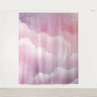 Aquarelle rose et pourpre Nuages Tapisserie
