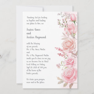 Aquarelle rose Faire-part de mariage de bordure fl
