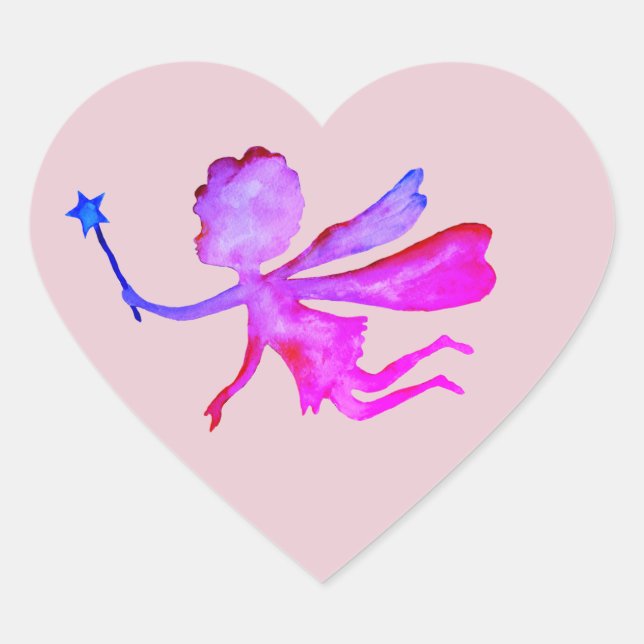 Aquarelle rose Fée Dessin Stickers Étoile (Devant)