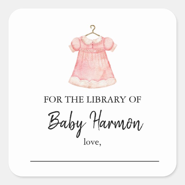 Aquarelle rose fille tenue Stickers livre (Devant)