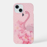 Aquarelle rose Flamant rose Floral et points