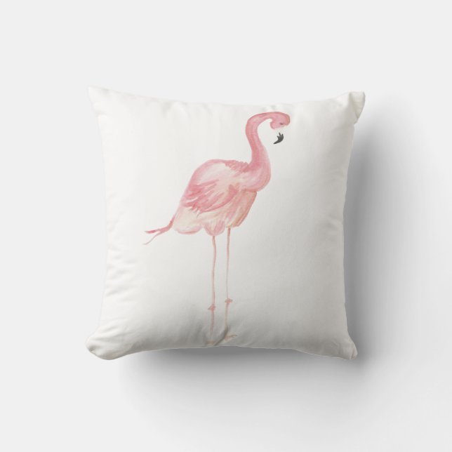 Aquarelle rose Flamant rose Lisse oreiller (Recto)