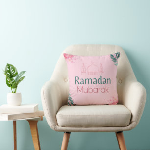 Aquarelle rose fleurie Ramadan Moubarak Coussin