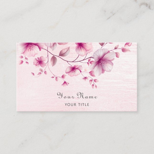 Aquarelle rose Fleurs Carte de visite (Devant)