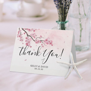 Aquarelle rose fleurs cerisier Merci