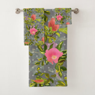 Aquarelle rose fleurs rose rétro fleurie botanique