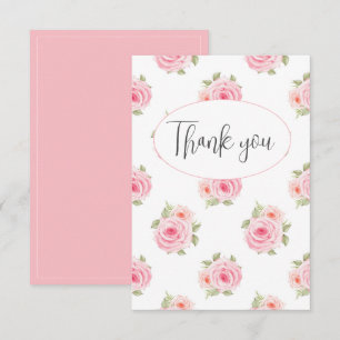 Aquarelle rose Floral Carte de remerciements plat