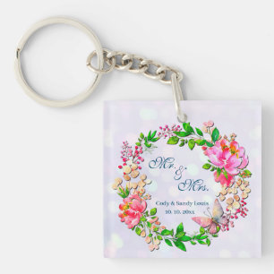 Aquarelle rose floral et papillon printemps lancer