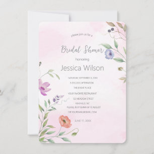 Aquarelle rose Floral Invitation à la douche nupti