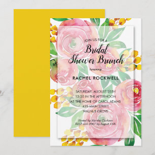 Aquarelle rose Floral Invitations de douche nuptia