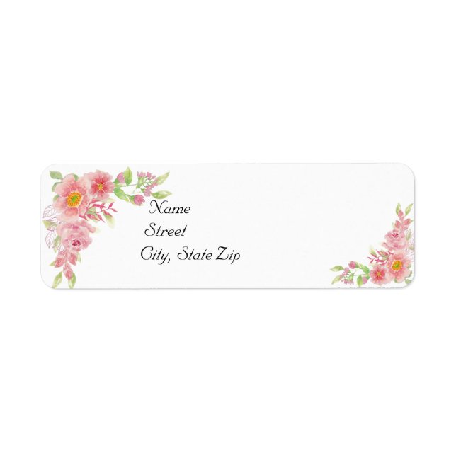 Aquarelle rose Floral Mariage Adresse (Devant)