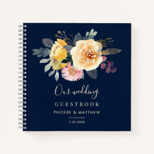 Aquarelle rose Floral Mariage Livre d'or