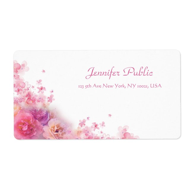 Aquarelle Rose Floral Moderne élégant Script à mai (Devant)