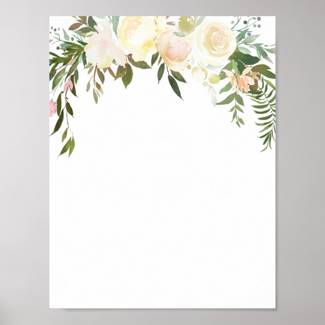 Aquarelle Rose Floral Poster - Ajouter votre propr (Devant)