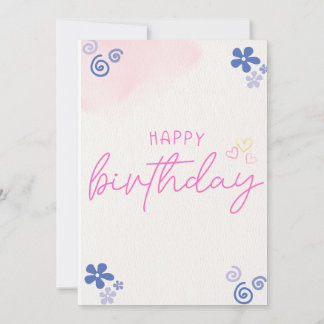 Aquarelle rose florale Carte d'invitation d'annive