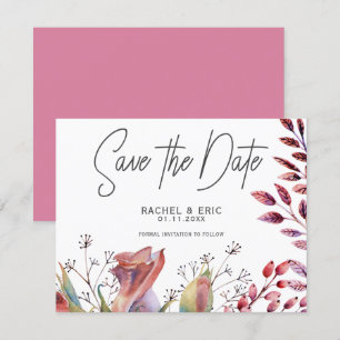 Aquarelle rose florale Enregistrer la carte de dat