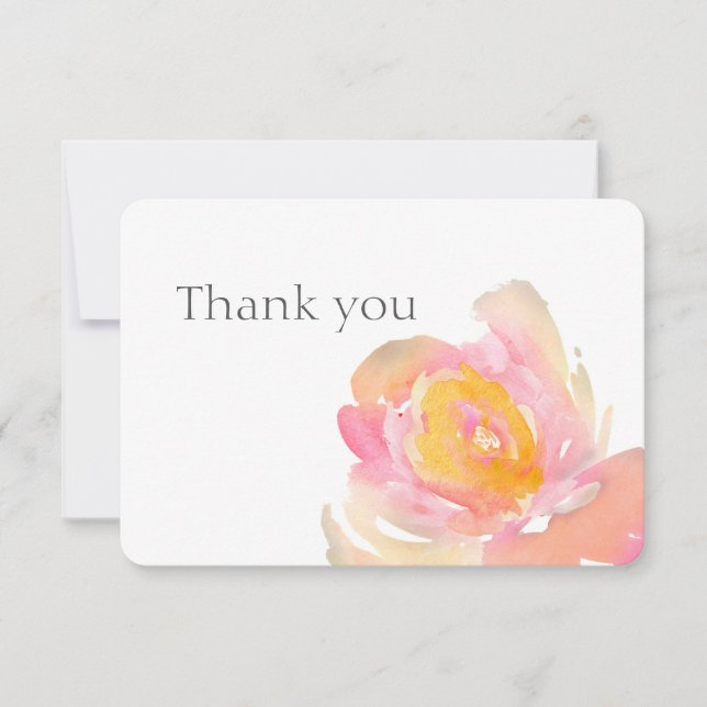 Aquarelle rose florale merci. Carte Florale (Devant)